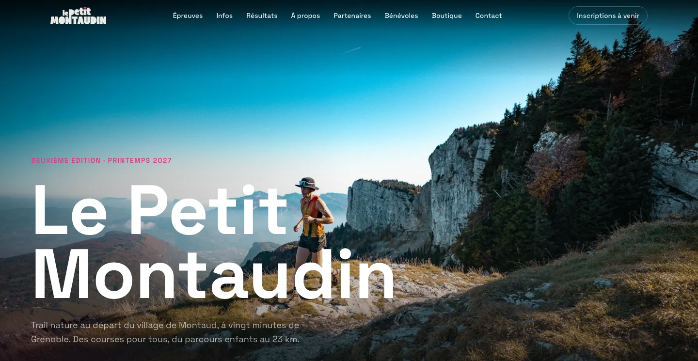 La page d'accueil de traildemontaud.fr, le site conçu et développé pour l'épreuve